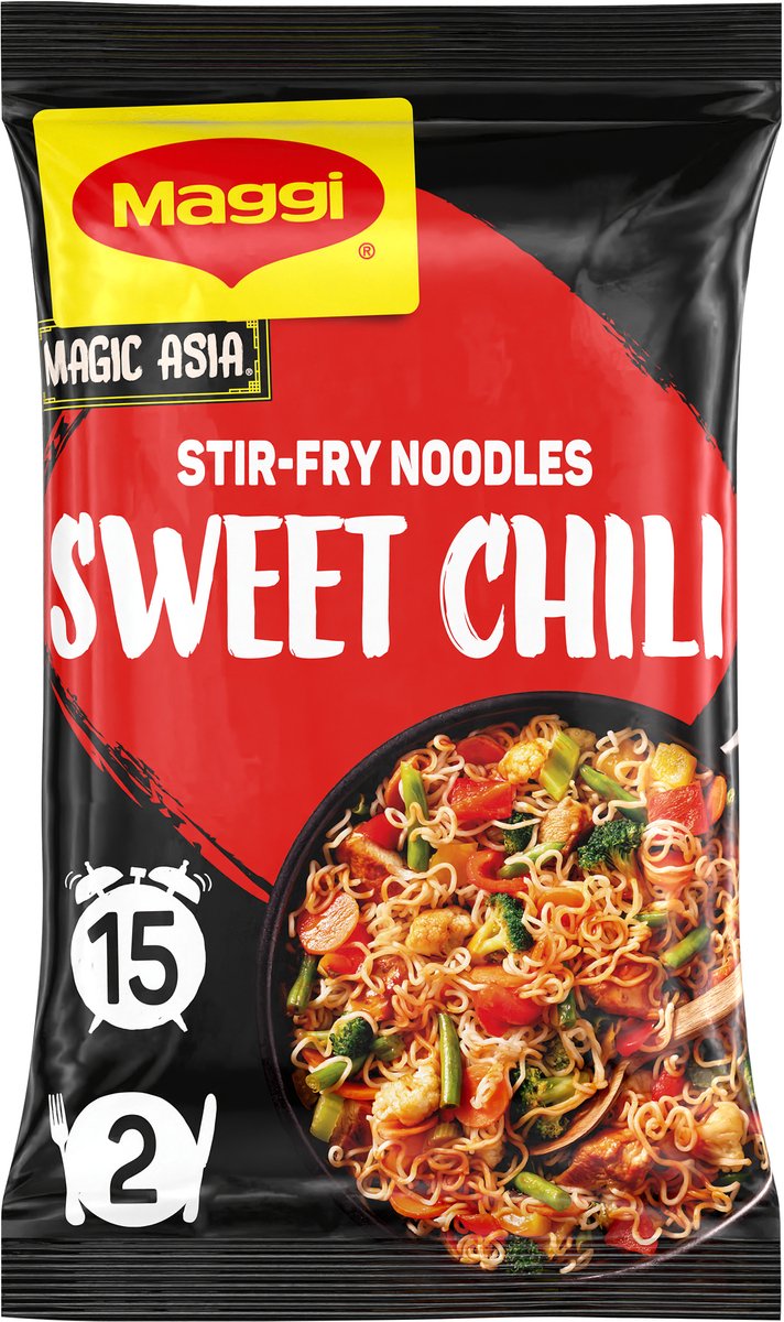 Maggi stir-fry noodles sweet chili - 10 stuks x 185g - voordeelverpakking