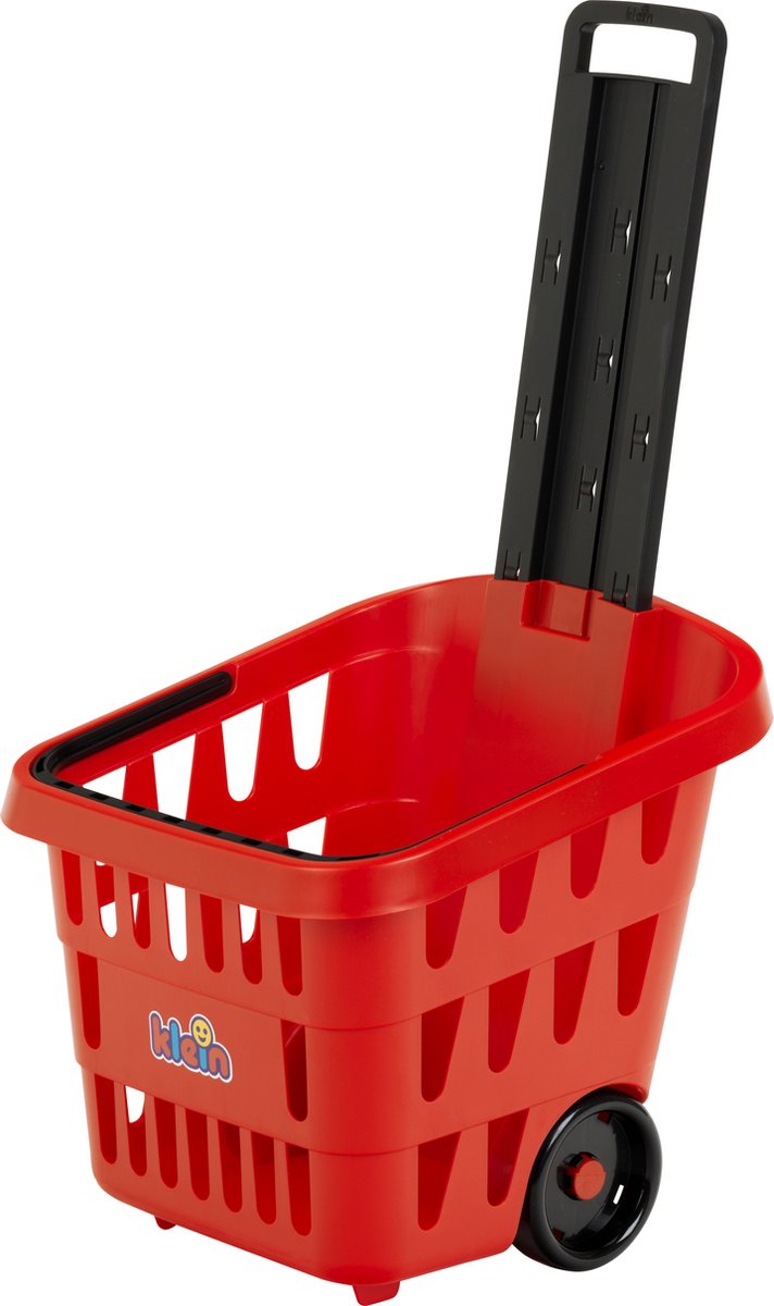 Klein toys mm winkelmandje - incl. handige draaggreep en uitschuifbaar handvat - rood zwart