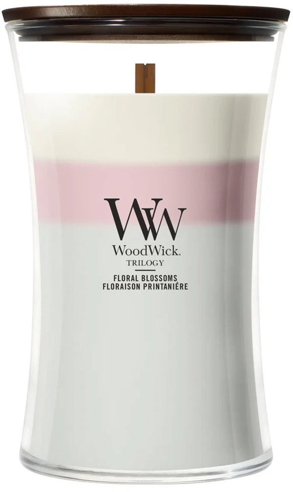 Woodwick hourglass - trilogy floral blossoms - large geurkaars - 130 branduren
