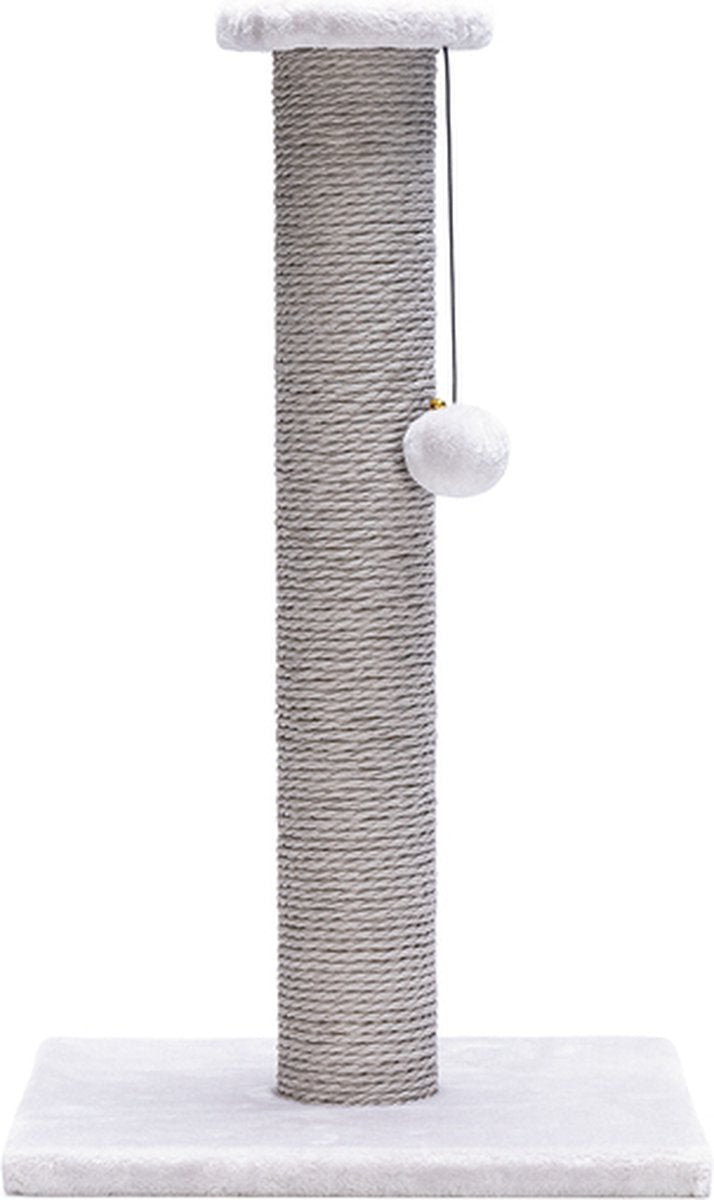 Beeztees serpa katten krabpaal - omwikkeld met touw - met balletje - grijs - 35x35x60 cm