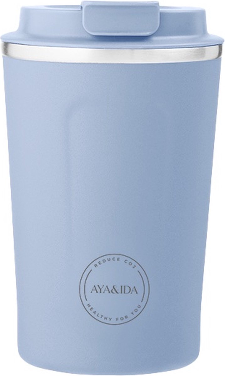 Aya ida aya ida - cup2go - thermosbeker - koffiebeker - coffee to go - reisbeker - meenemen - 380ml - powder blue