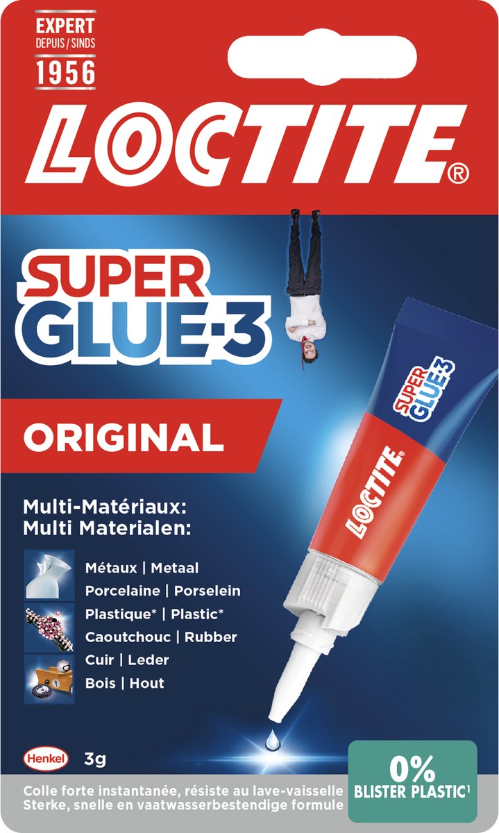 Loctite original 3 g extra sterke secondelijm | krachtige hechting voor diverse materialen zoals rubber, metaal, kunststof, keramiek, hout, leder, porselein en meer | snelle en betrouwbare reparaties in seconden.