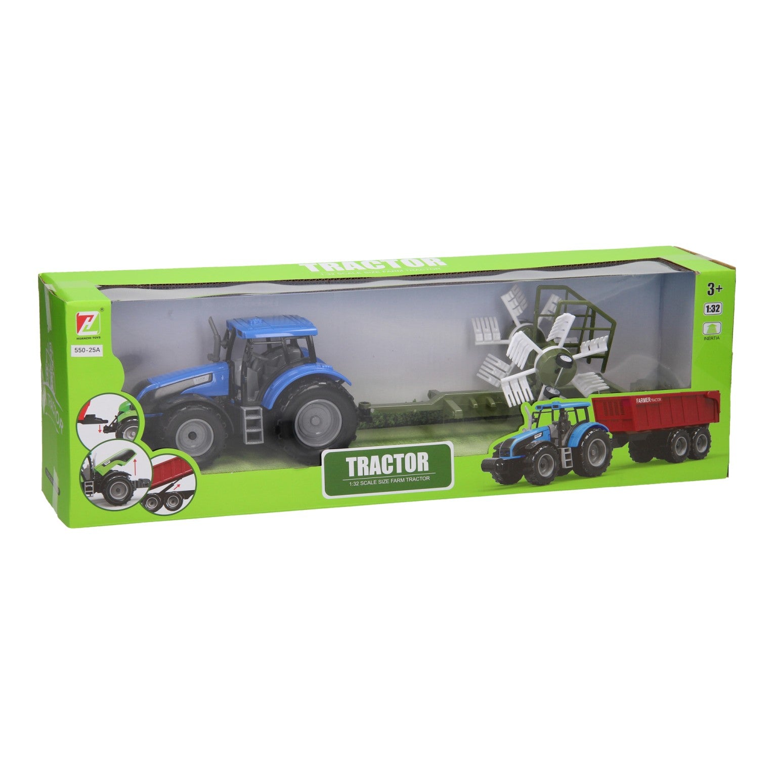 Tractor met hooiwagen 1:32