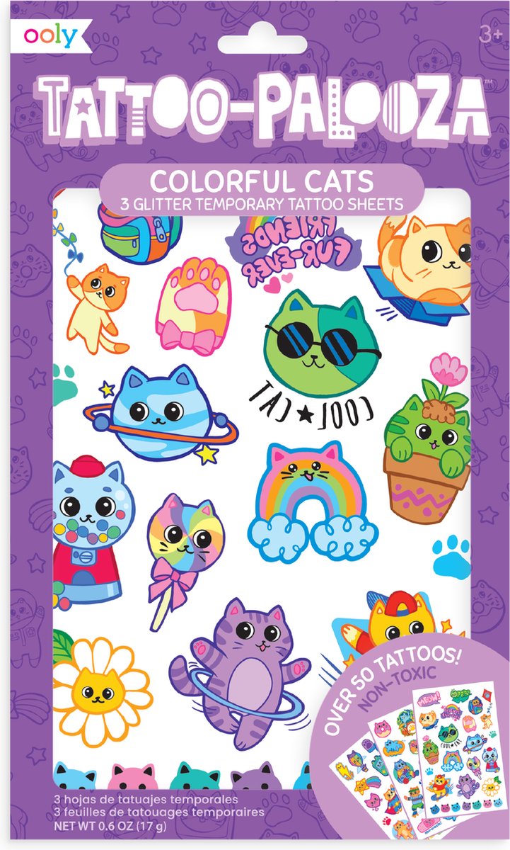 Ooly - tattoo palooza - tijdelijke tattoos - colorful cats