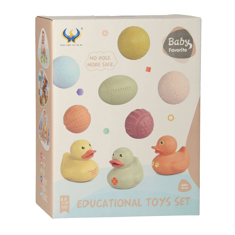 Badspeelgoed set met sensorische badballen badeendjes pastel