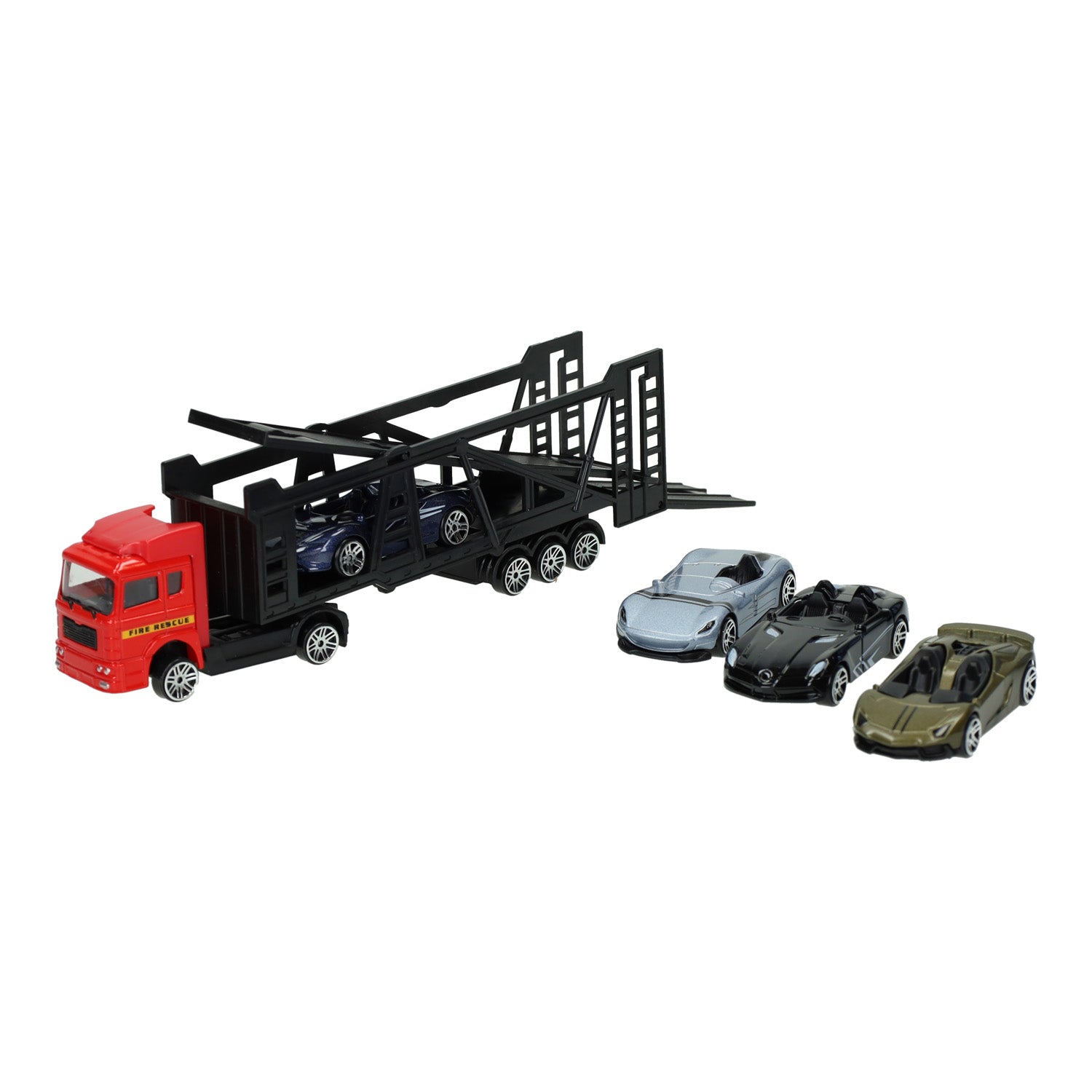 Lobbes speelgoed bv die-cast transporter met 4 auto's