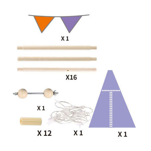 Luxe tipitent blauw met lichtjes, 128cm