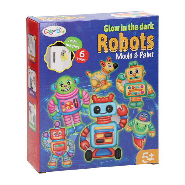 Lobbes gieten schilderen glow in the dark robots