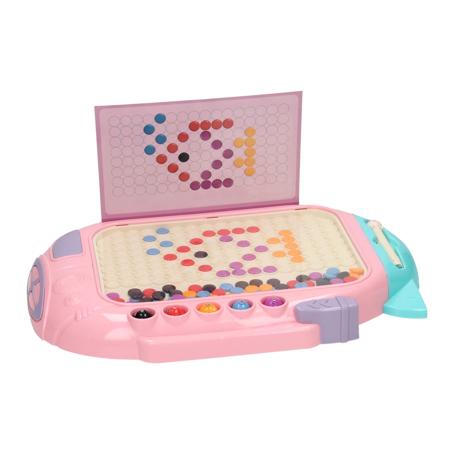 Kleuren buttons spel met magnetische pen roze