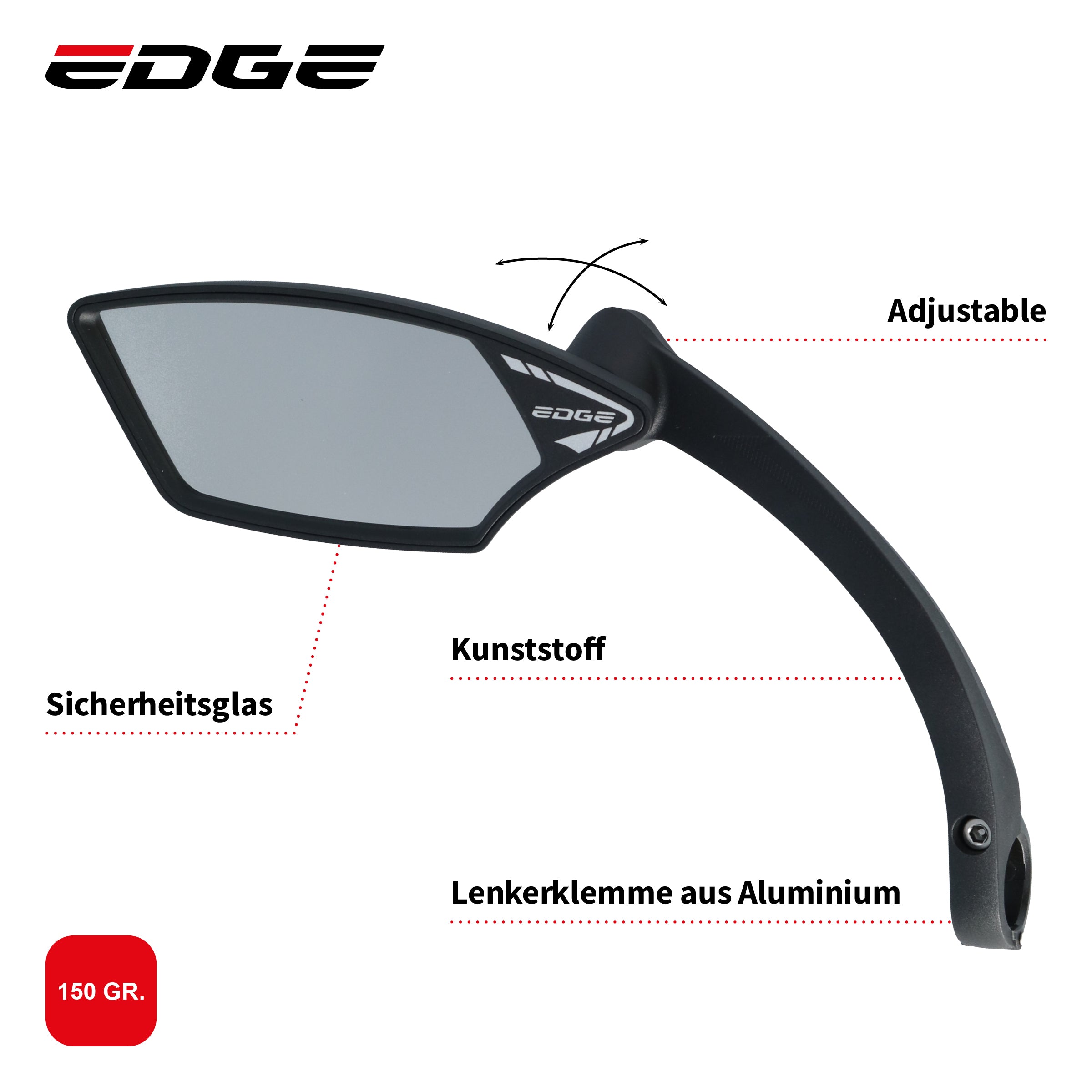 Edge Spiegel E-Bike Luxe met klem linke montage
