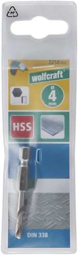 Wolfcraft spiraalboor | hss geslepen | 6-kant | ø4,0 x 53mm | 1 stuk - 7258000