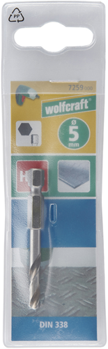 Wolfcraft spiraalboor | hss geslepen | 6-kant | ø5,0 x 59mm | 1 stuk - 7259000