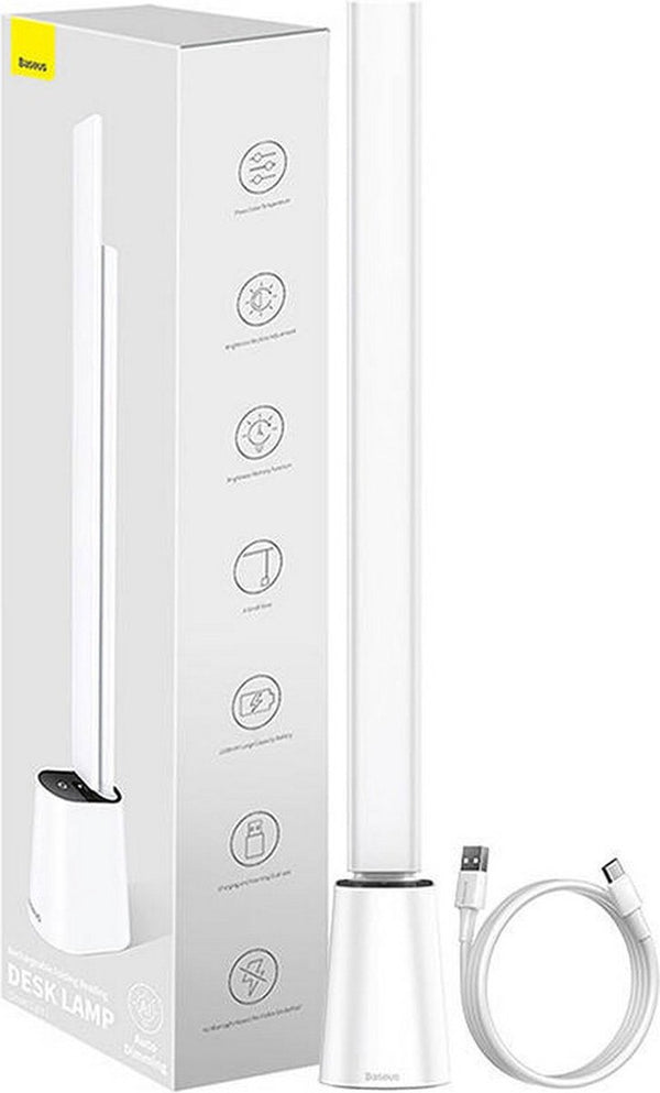 Baseus - verstelbaar bureaulamp led - automatisch handmatig dimbaar - wit en warm licht - wit