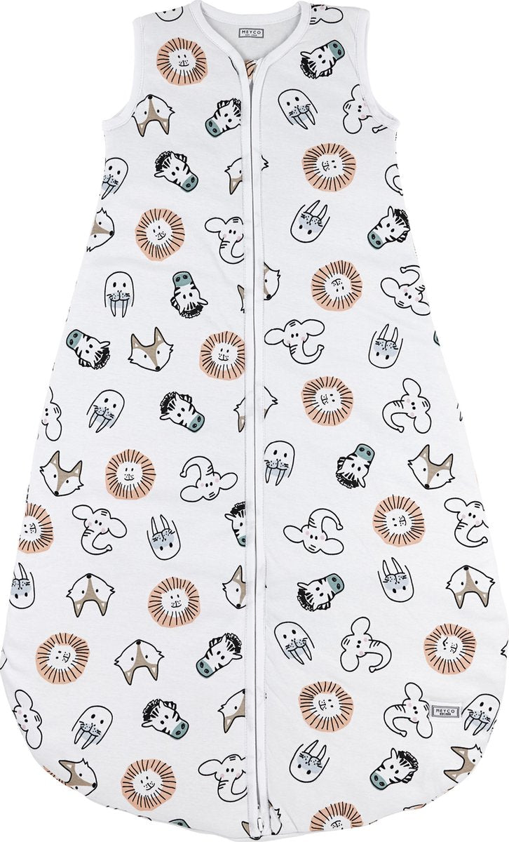 Meyco baby animal baby slaapzak rond gevoerd - multicolour - 98cm - 2.5 tog