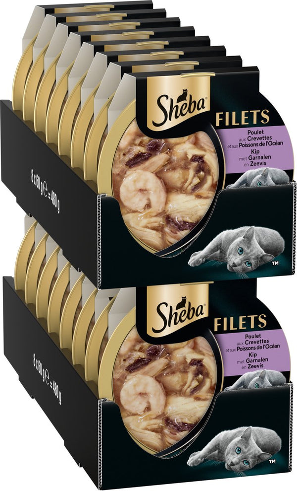 Sheba cat food - fillets - shrimp ocean fish chicken in sauce - 16x60g