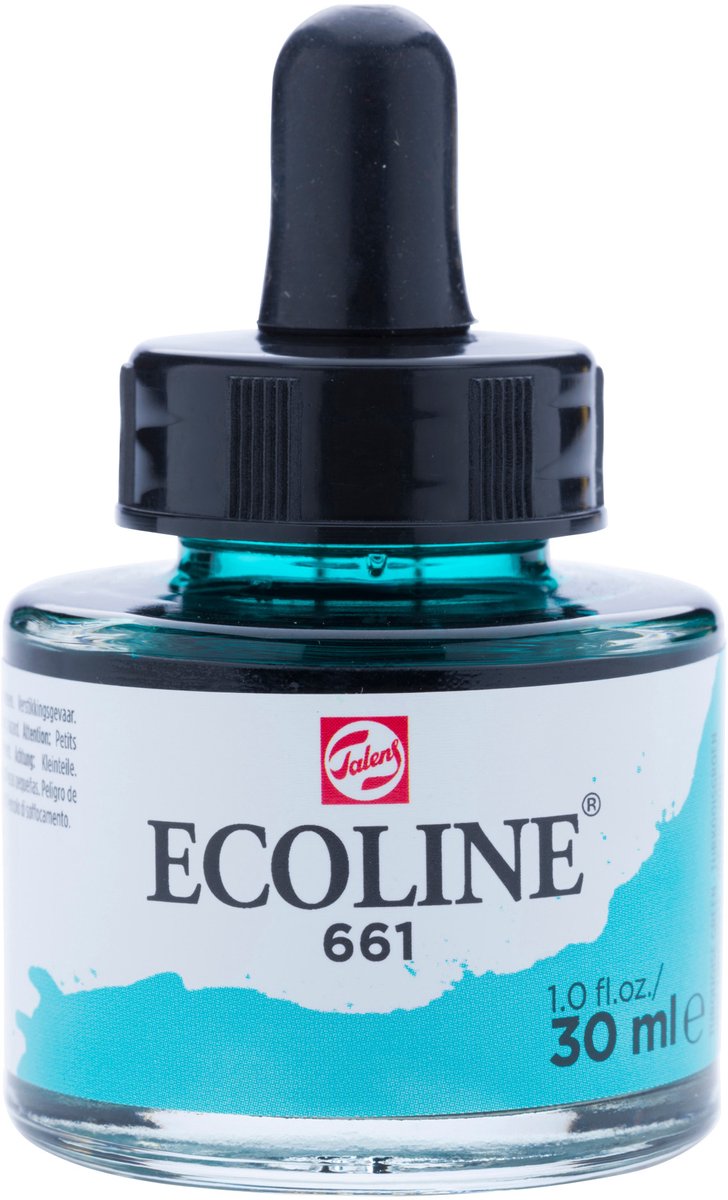 Talens ecoline vloeibare waterverf flacon 30 ml turkooisgroen 661