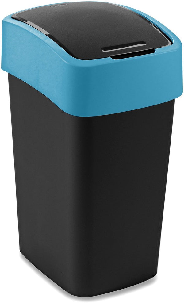 Curver flip bin - prullenbak - 25l - dubbelopenend - zwart bijzonder blauw