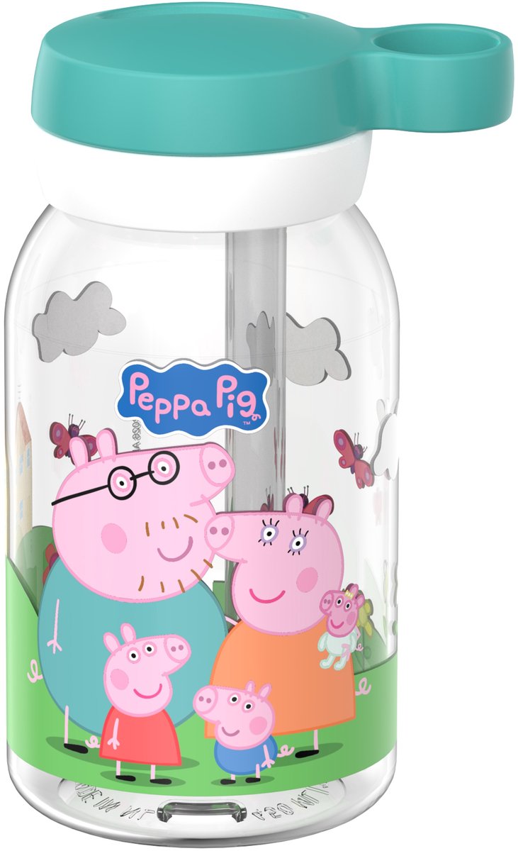 Mepal drinkfles met rietje campus - 450 ml - waterfles kinderen - lekdicht - hygiënische draaideksel - peppa pig