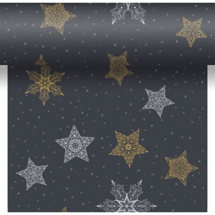 Duni 3-in-1 snowstars black 40x480