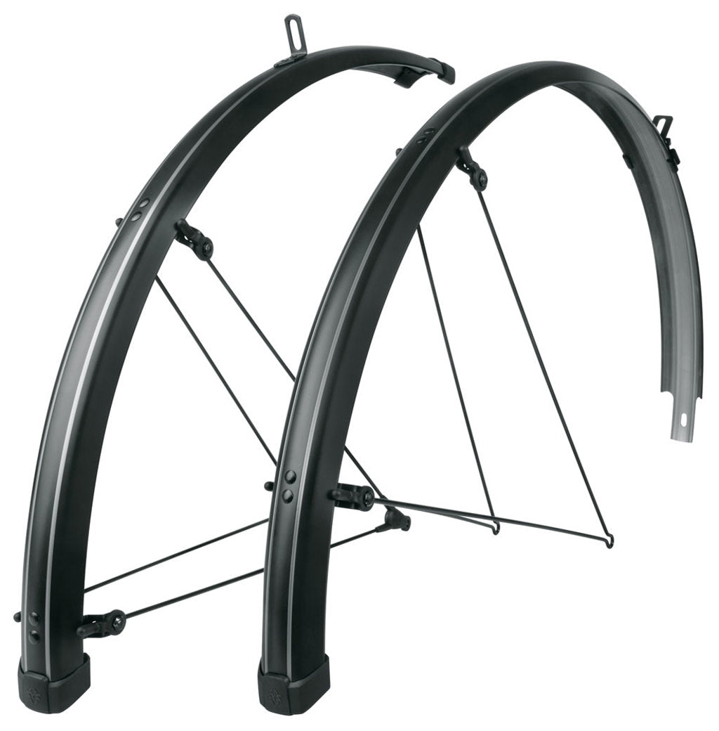 Sks bleumels strepen 45mm spatbordenset, zwart