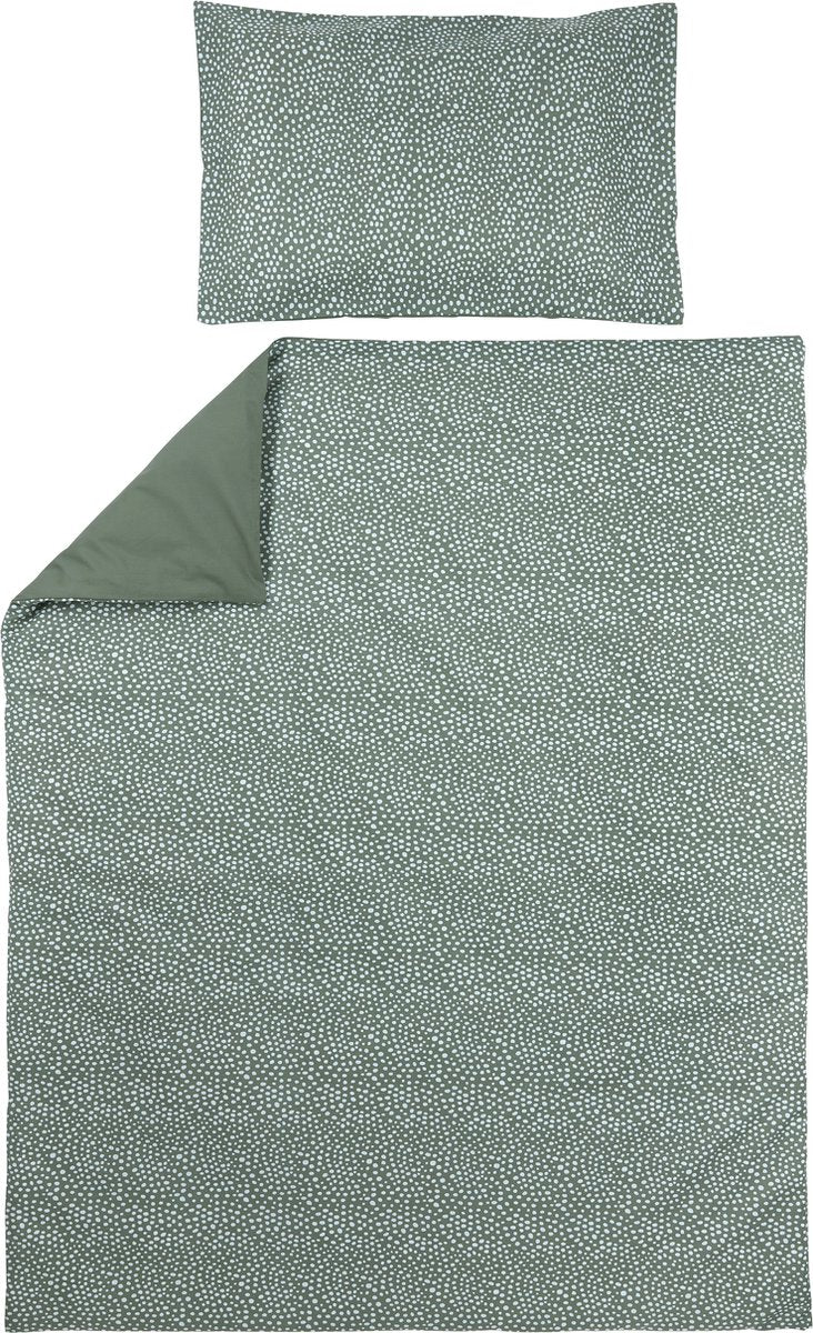 Meyco baby cheetah uni dekbedovertrek ledikant - forest green - 100x135cm