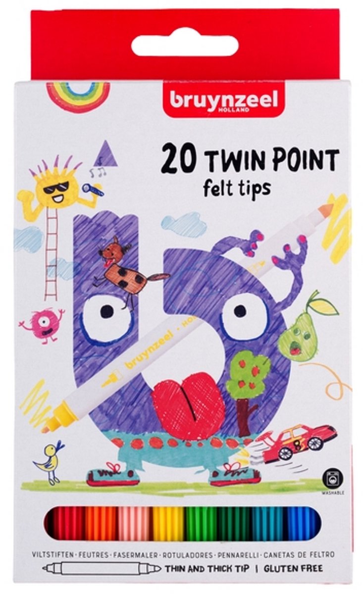 Bruynzeel kids twin point viltstiften set 20