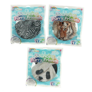 Pluchiez bouncing furry wild animals 23 cm assorti panda zebra tijger | 6 stuks