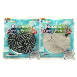 Pluchiez bouncing furry wild animals 23 cm assorti panda zebra tijger | 6 stuks