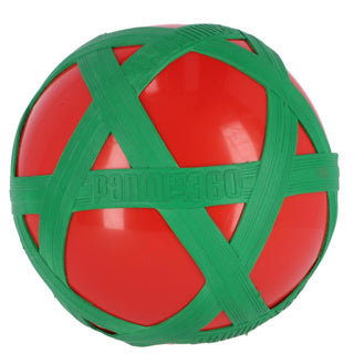 Rode crossbal met groene rubberen band