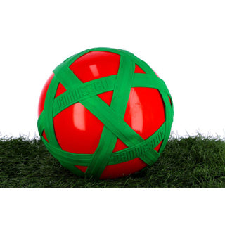 Rode crossbal met groene rubberen band