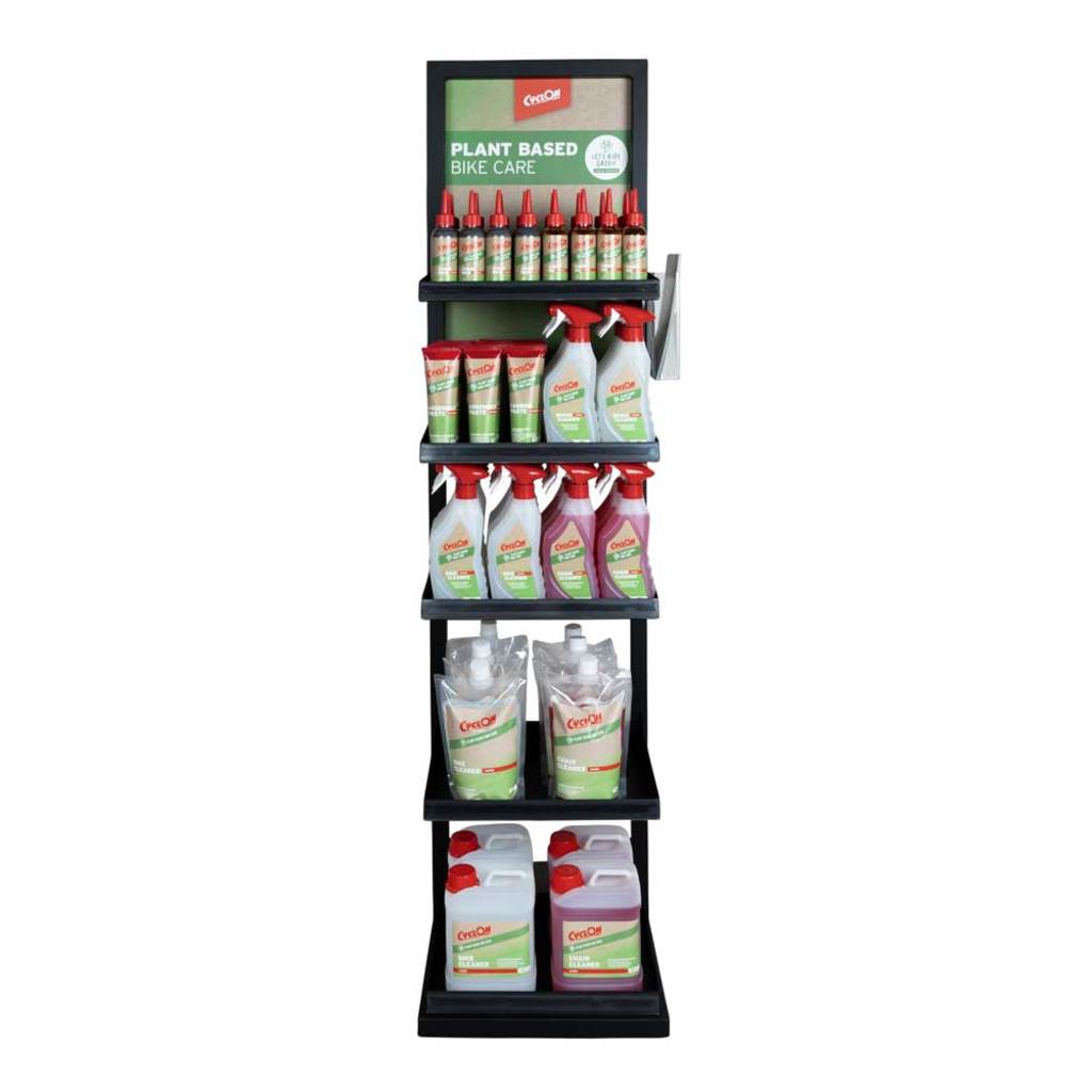 Cyclon vloerdisplay plant based bike care