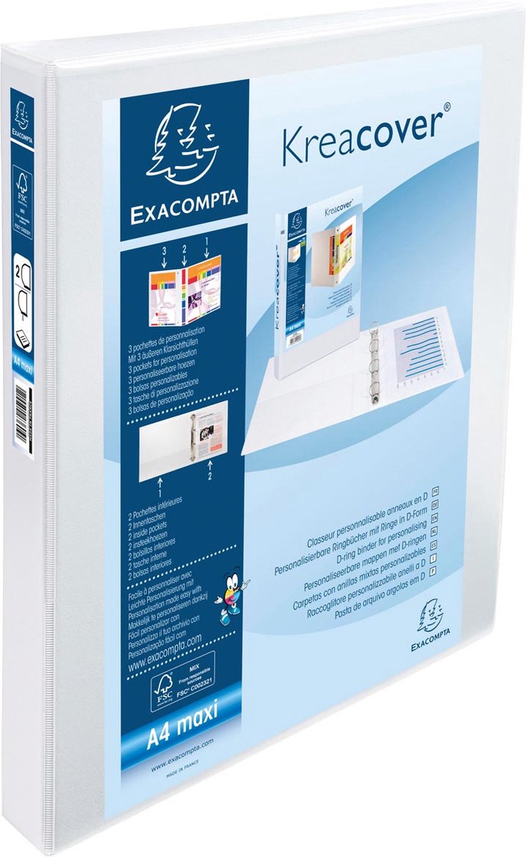 Exacompta presentatieringband 2-rings a4 42mm wit
