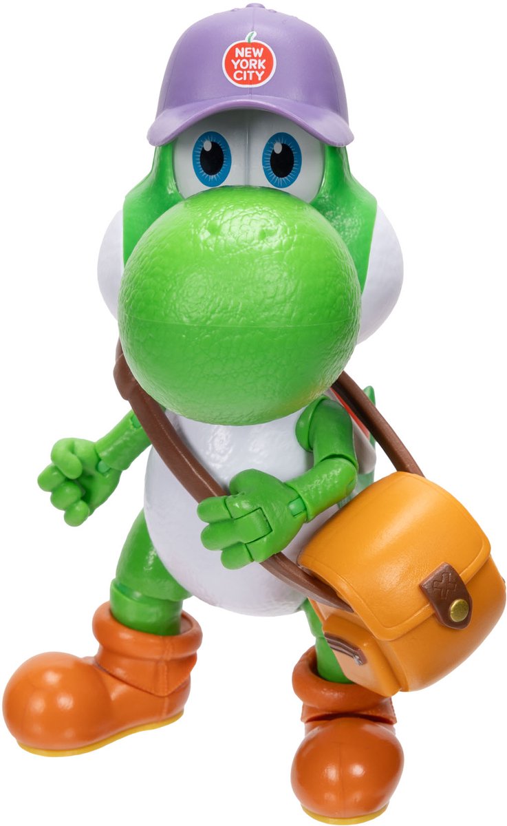 Jakks super mario galaxy film – 13 cm figuurserie – yoshi-figuur met hoed, zonnebril en tas
