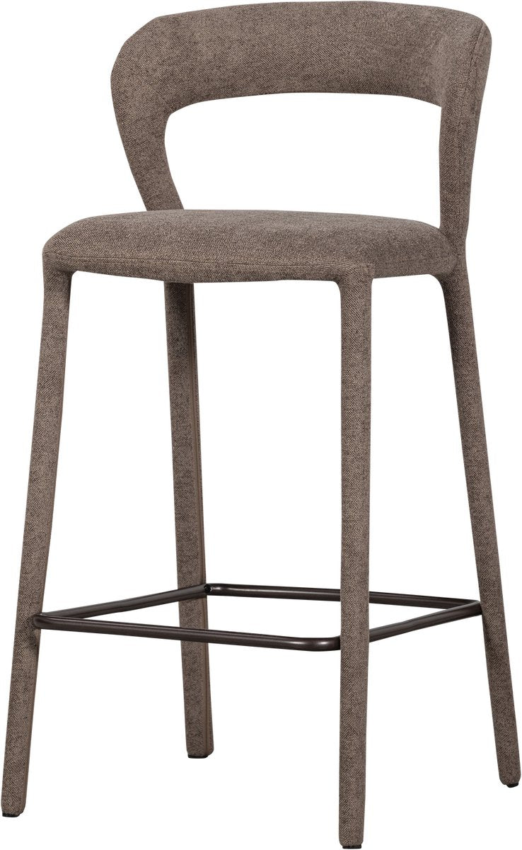 Woood noble barstoel - geweven stof - taupe - 95x48x52