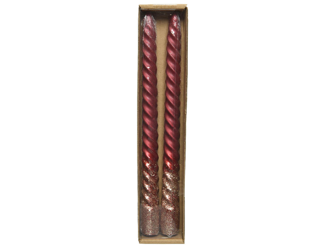 Decoris dinerkaars swirl ossenbloed glitter 25cm 2 stuks
