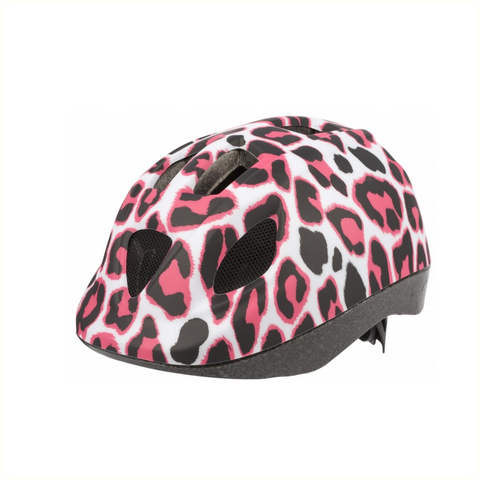 Polisport kinderhelm Pinky Cheetah. maat: XS (46 53 cm), kleur: wit roze