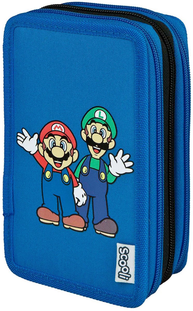 Undercover etui super mario 3-vaks gevuld - schoolbenodigdheden.