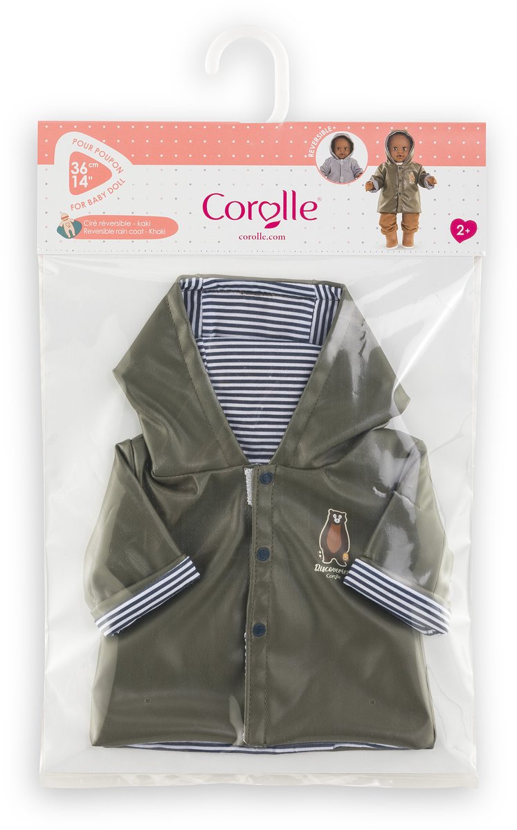 Corolle poppen regenjas - poppenaccessoire 36cm teddybeerprint.