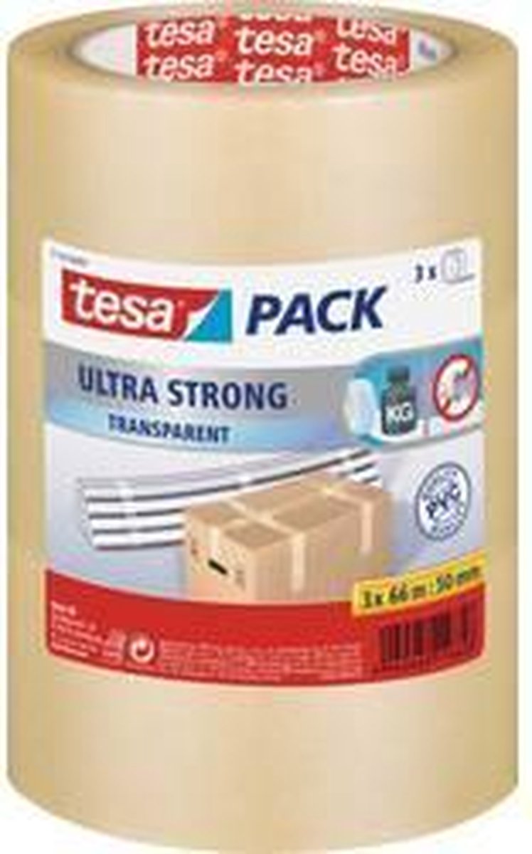 Tesa ultra strong 51124-00007-01 pakband pack transparant (l x b) 66 m x 50 mm 3 stuk(s)