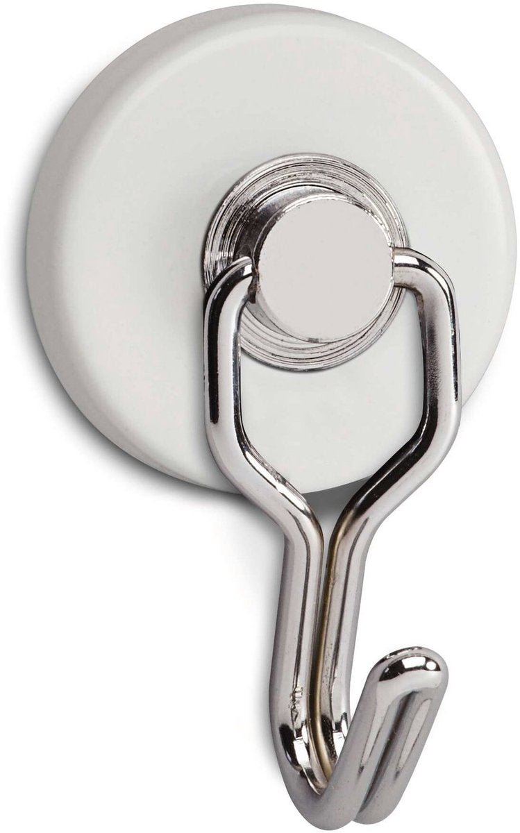Maul magneet rond 2 stuks 5 kg staal metaal ferriet met haken 6 x 3.7 x 2.8 cm wit