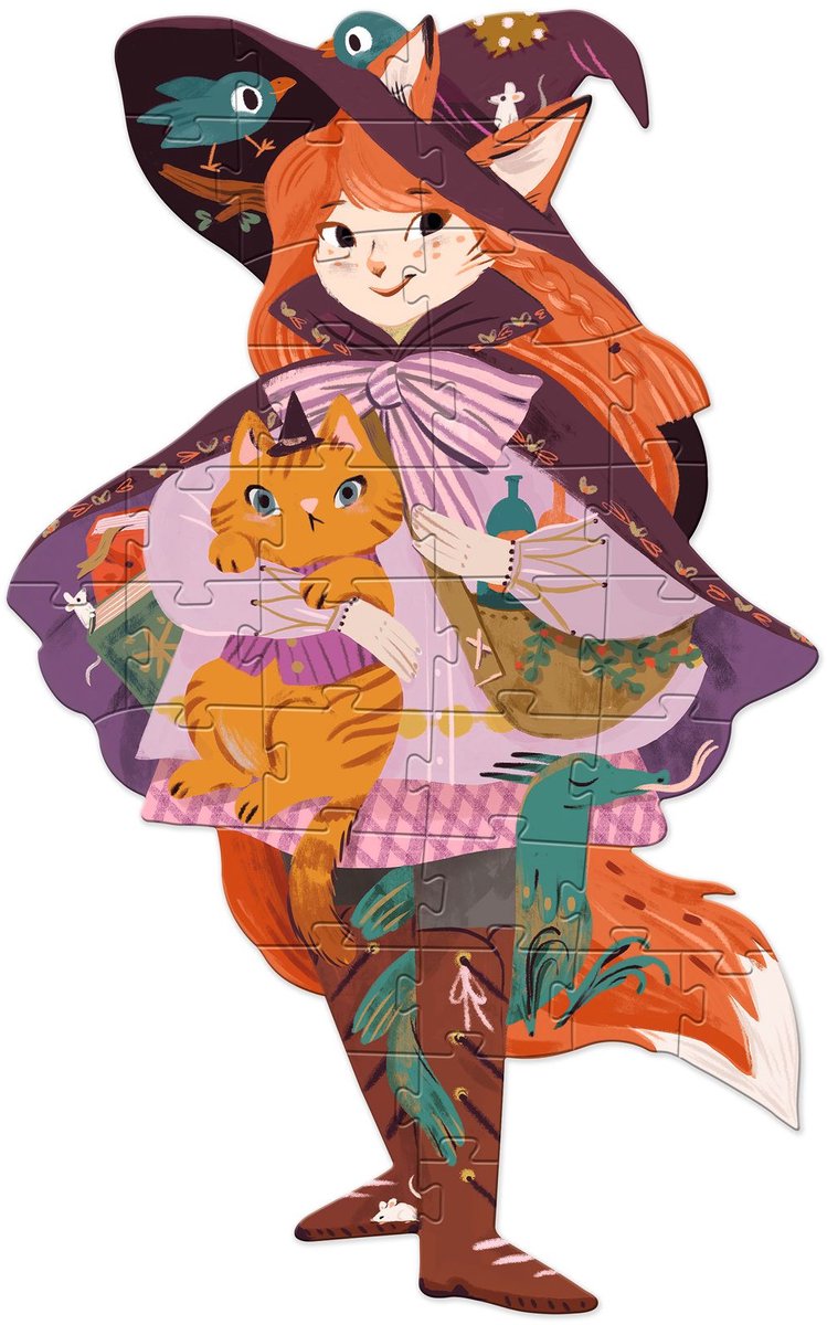 Djeco puzzel lily la sorcière - magische kinderpuzzel 36 stukjes.
