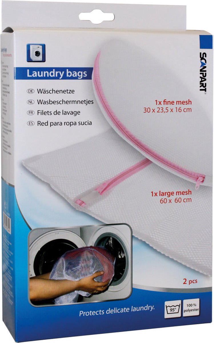 Scanpart waszakjes voor wasgoed - met rits - geschikt voor lingerie bh ondergoed - 2 stuks