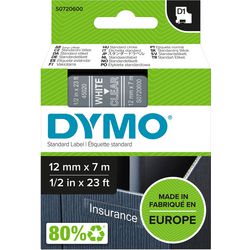 Tapes dymo d1 polyester 12mmx7m wit-transparant glanzend