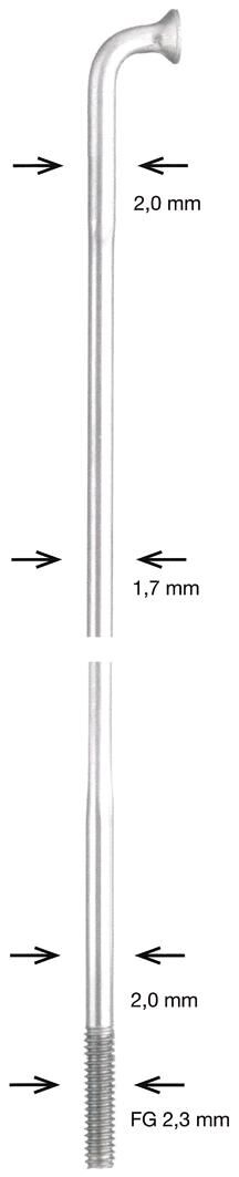 Alpina spaak spoke sst db 2x1,7x2mm 298mm sil.