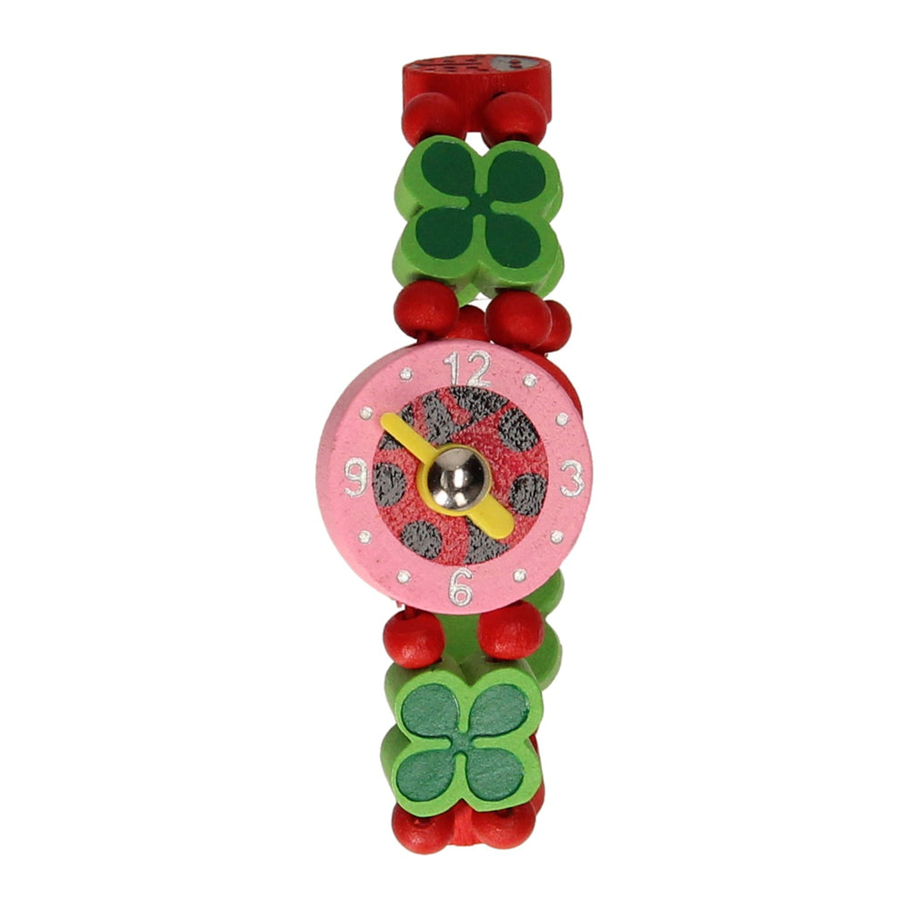 Horloge hout lieveheersbeestje