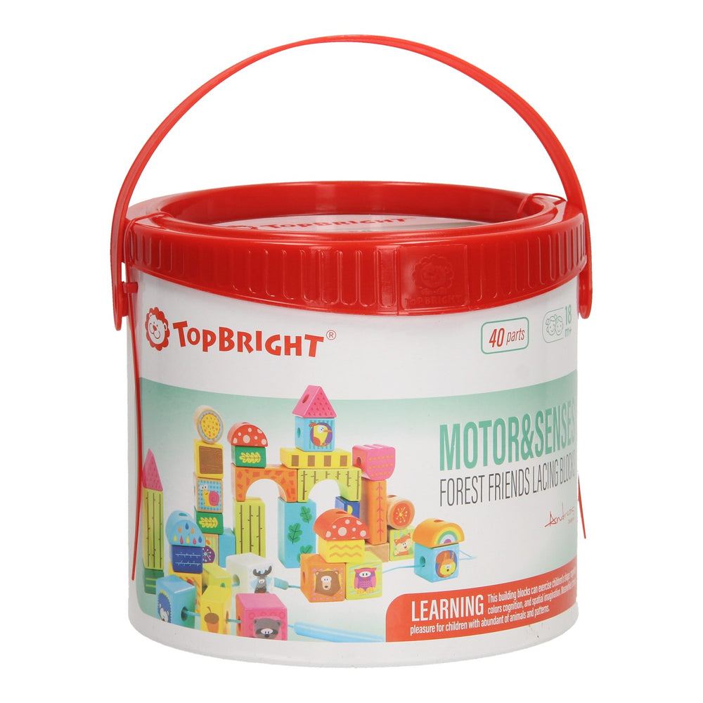 Topbright houten rijgblokken bosdieren, 38dlg.