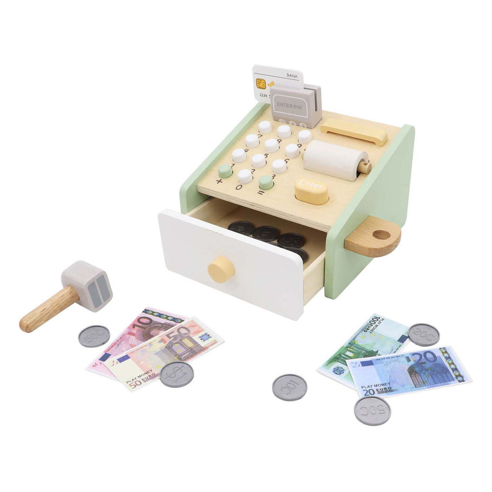 Lobbes houten speelgoedkassa met accessoires