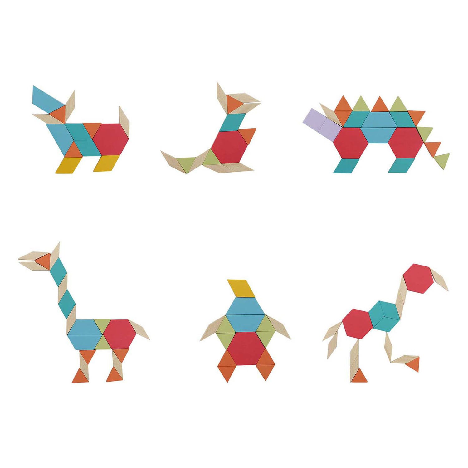 Houten mozaiekblokken, 52dlg.