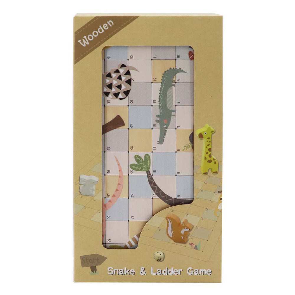 Houten slangen en ladders spel
