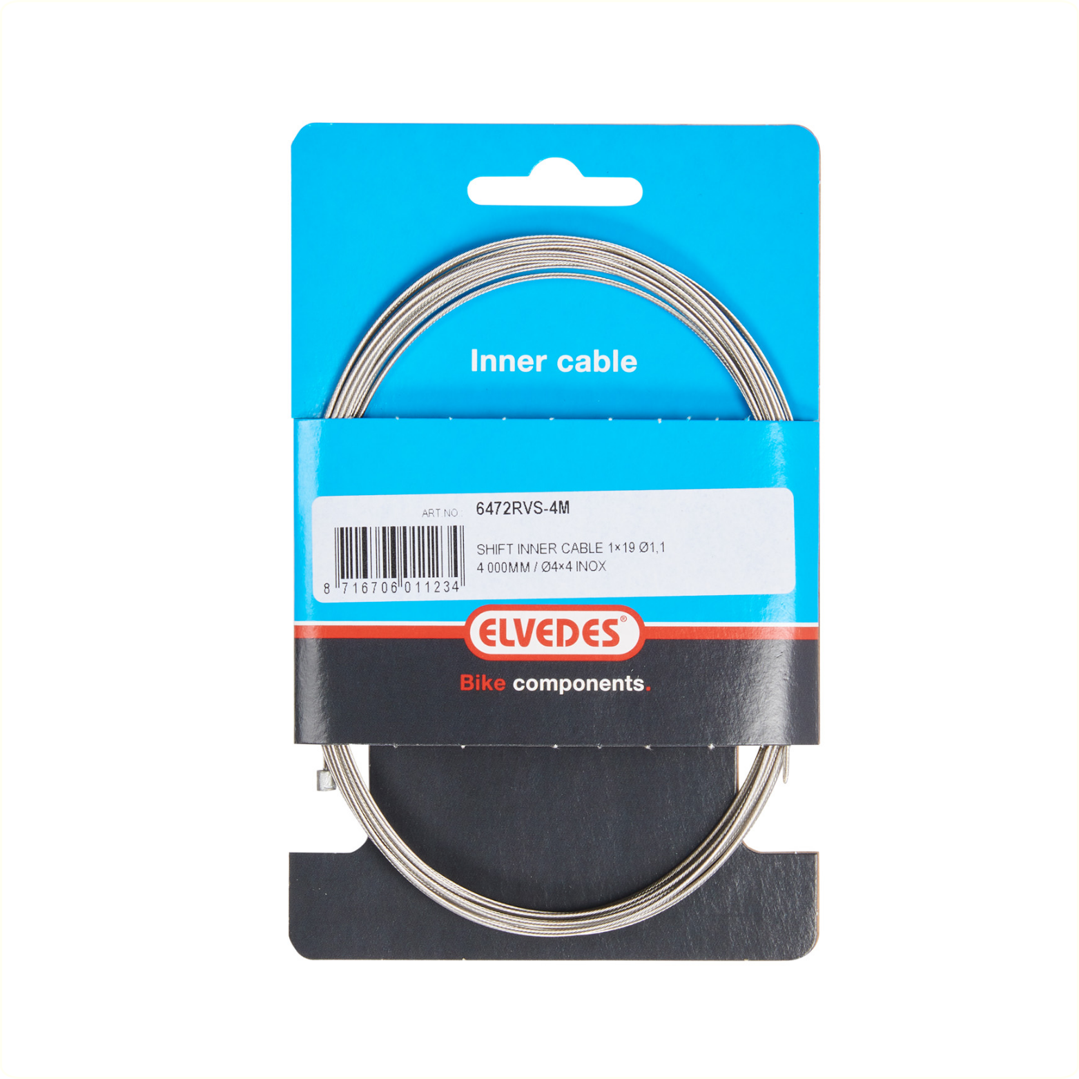 Câble intérieur de changement de vitesse Elvedes 4000mm acier inoxydable ø1.1mm Shimano SRAM N-nipple (sur carte)